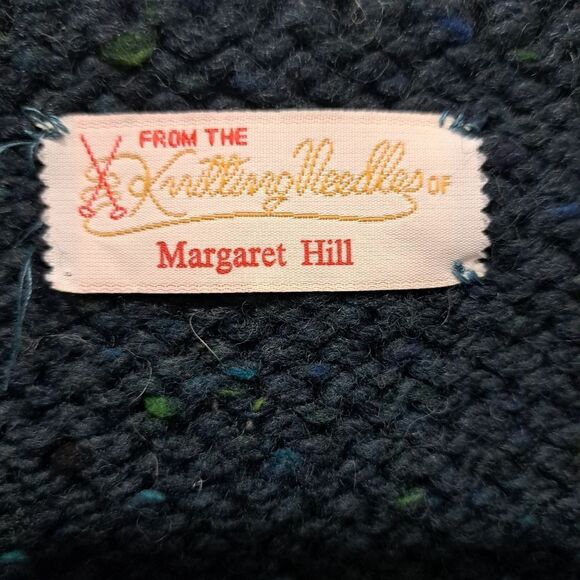 Vintage Knitting Needles For Margaret Hill Crochet Knit Sweater XL Green/Blue - Picture 10 of 17